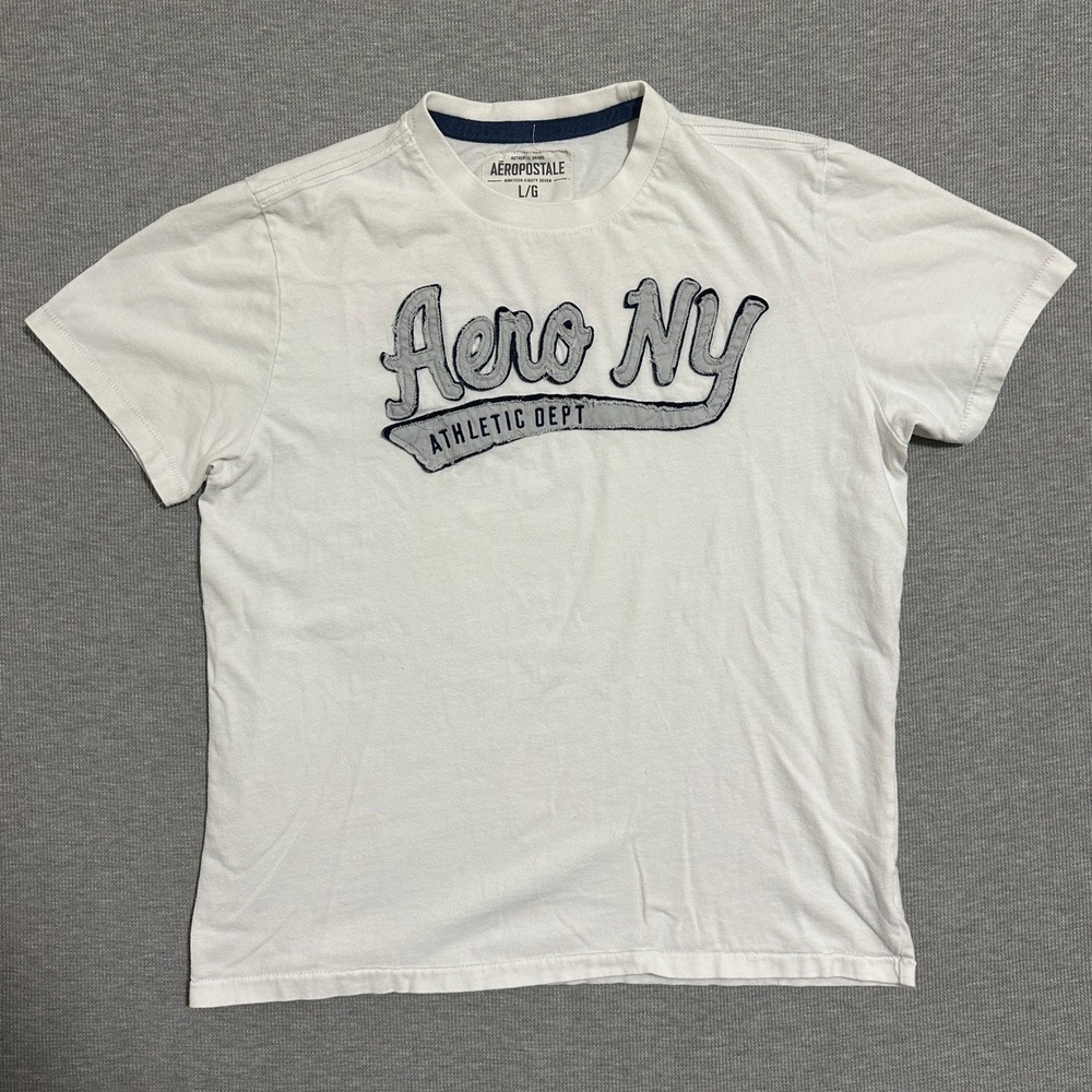 Aeropostale Aero NY Athletic Dept Applique Graphic‎ T-Shirt Mens L White 2011